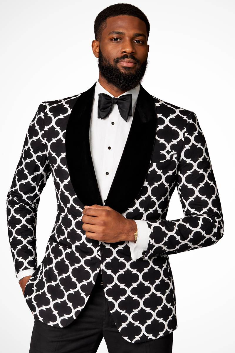 Ivor Men's Blazer | Geometric, Velvet, Lapel