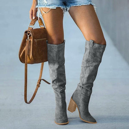 Greta Women's Block Heel Boots - fabric and finish detail