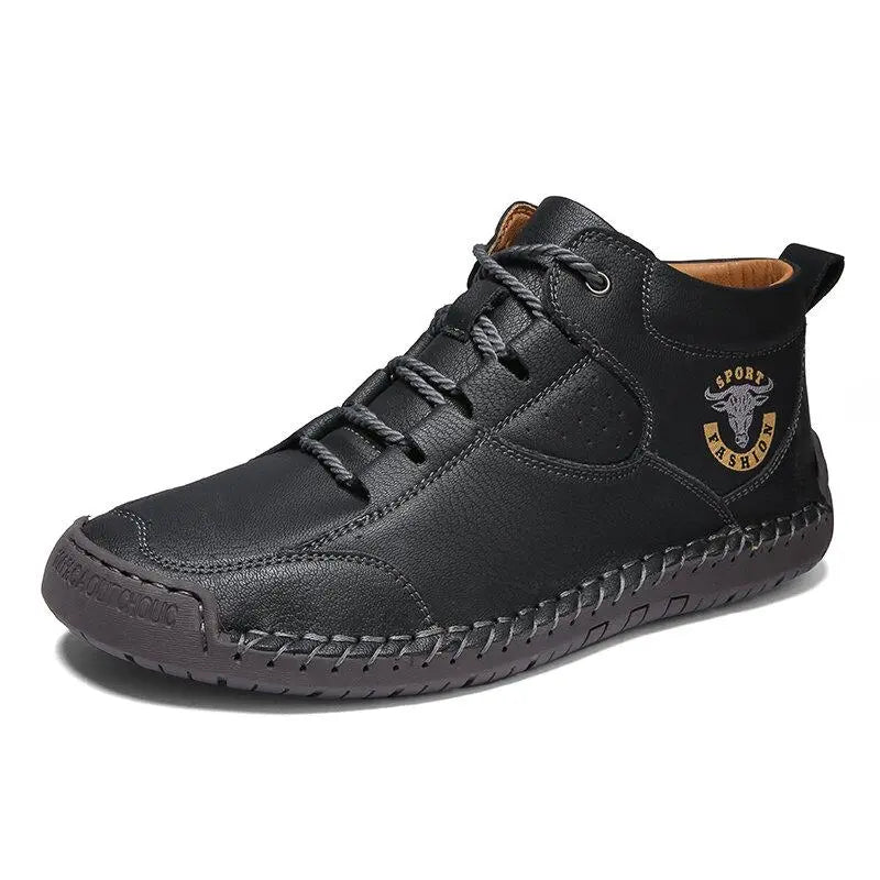 Gray Men's Ankle Boots - fabric and finish detail