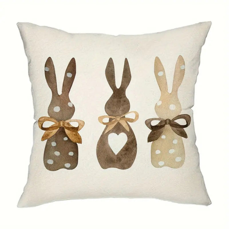 Hemp Three Bunny Cushion Cover | Soft Cover, Living Room