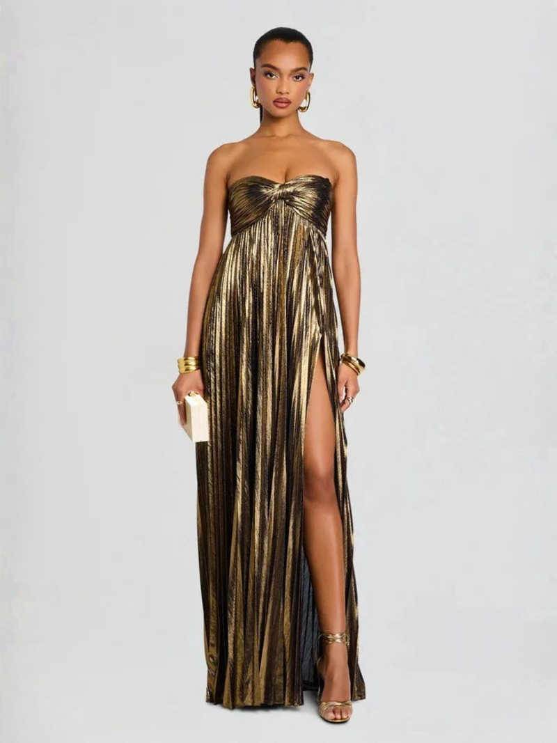 Edith Women's Pleated Maxi Dress - close-up detail