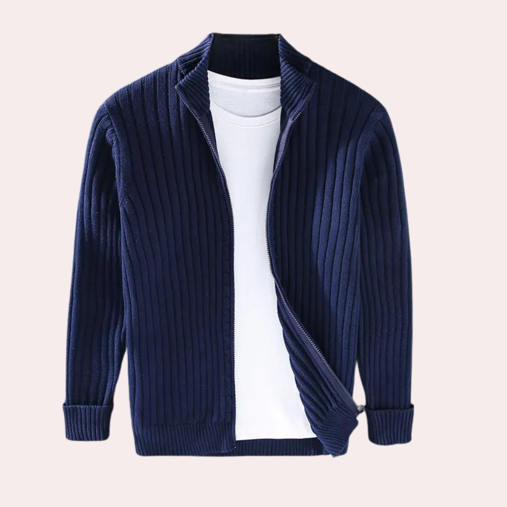 Barnaby Men's Ribbed Knit Jacket - close-up detail