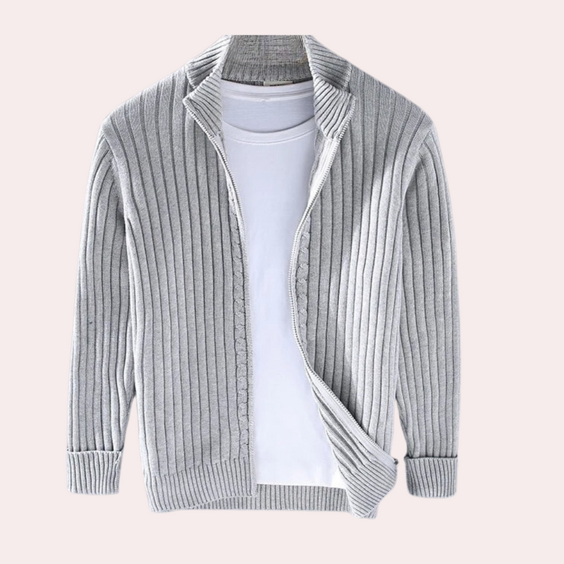 Barnaby Men's Ribbed Knit Jacket | Black, Grey