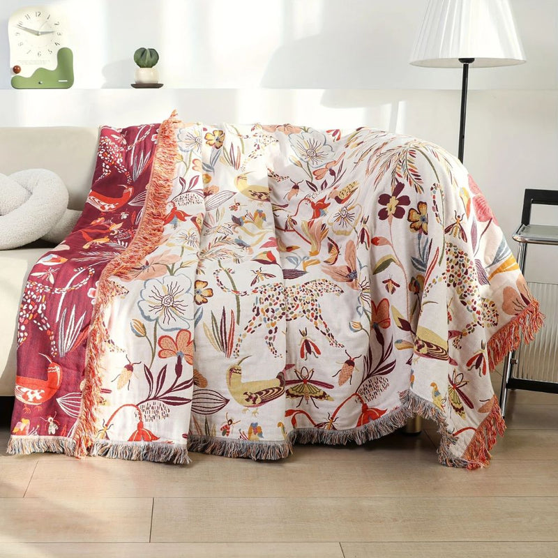 Willow Jungle Bloom Reversible Cotton Blanket | Cotton, Reversible