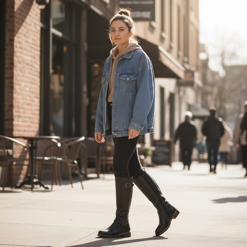 Kara Women's Knee High Boots | Stylish Synthetic Leather, Low Block Heel