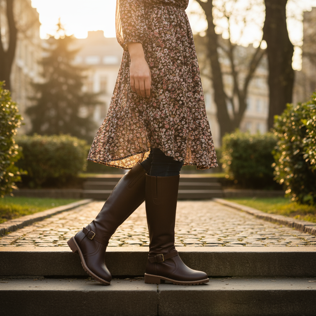 Kara Women's Knee High Boots | Stylish Synthetic Leather, Low Block Heel