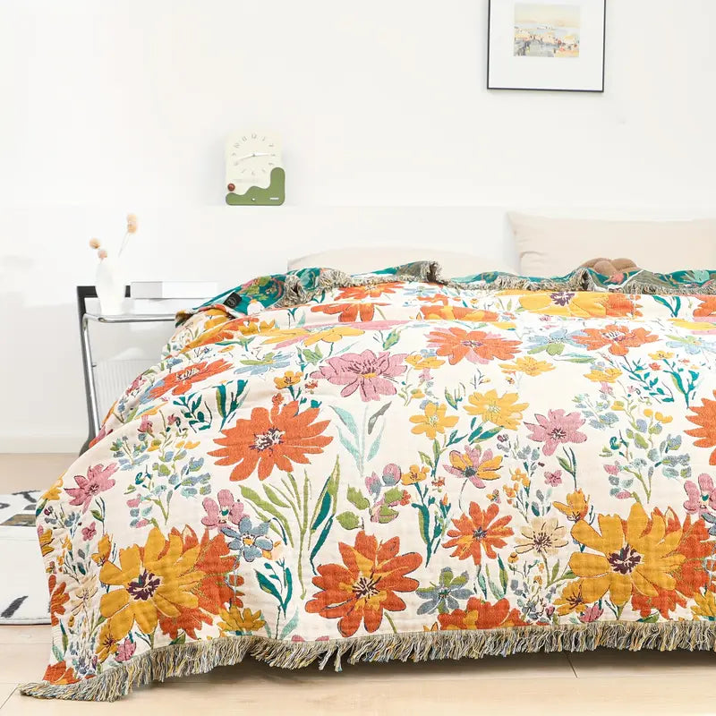 Blooming Floral All-Season Cotton Blanket | Cotton, Floral Pattern