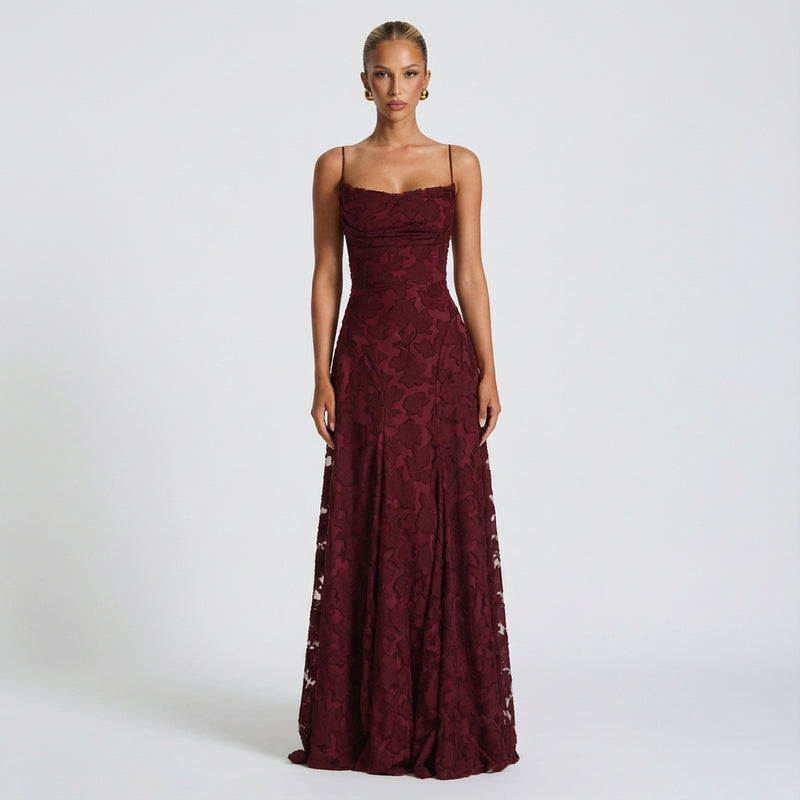 Mireya Women's Maxi Dress | Burnout Floral Fabric, Elegant Fit