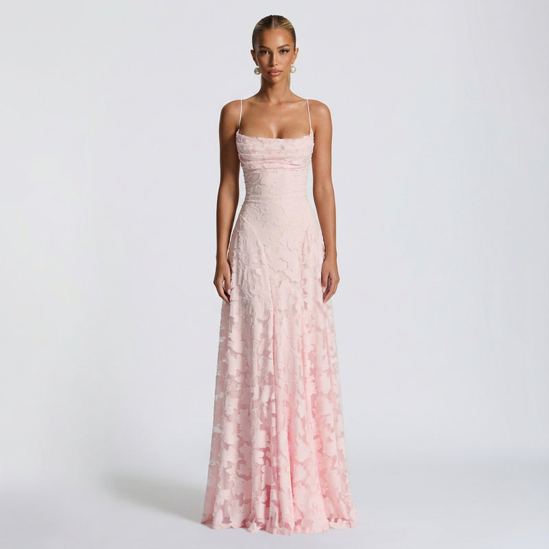 Mireya Women's Maxi Dress | Burnout Floral Fabric, Elegant Fit