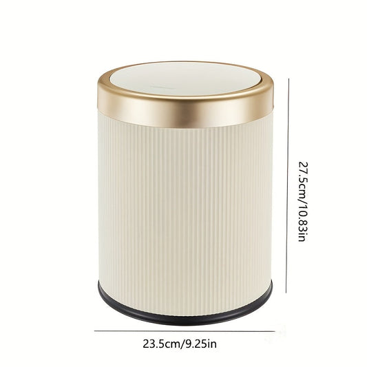 Luxury Oval Kitchen Trash Can with Press-Top Lid and Odour-Sealing Inner Bucket – Elegant Garbage Bin for Modern Homes 0