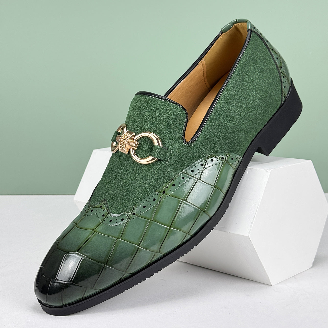 Quill Men's Block Heel Loafers - full-length view