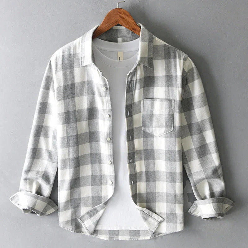 Silas Men's Plaid Shirt - fabric and finish detail