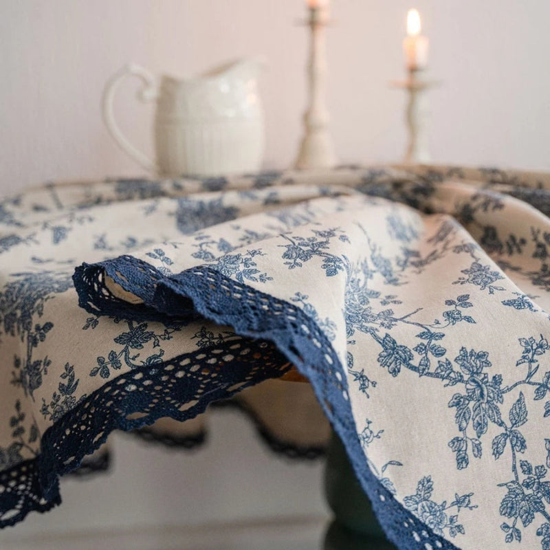Maribelle Floral Lace-Trimmed Curtain | Vintage Print, Breathable