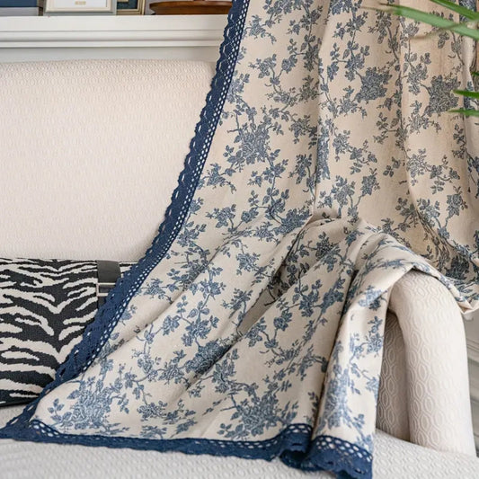 Maribelle Floral Lace-Trimmed Curtain | Vintage Print, Breathable