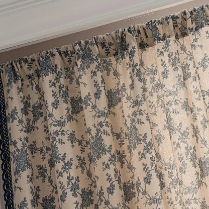 Maribelle Floral Lace-Trimmed Curtain | Vintage Print, Breathable