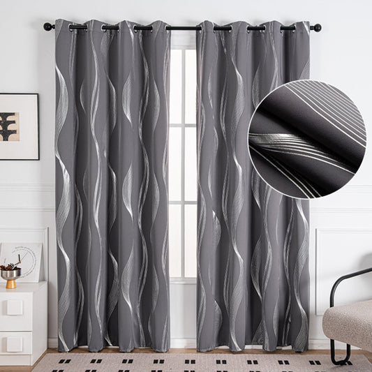 Modern Wave Pattern Blackout Curtain | Grommet Top, Insulating