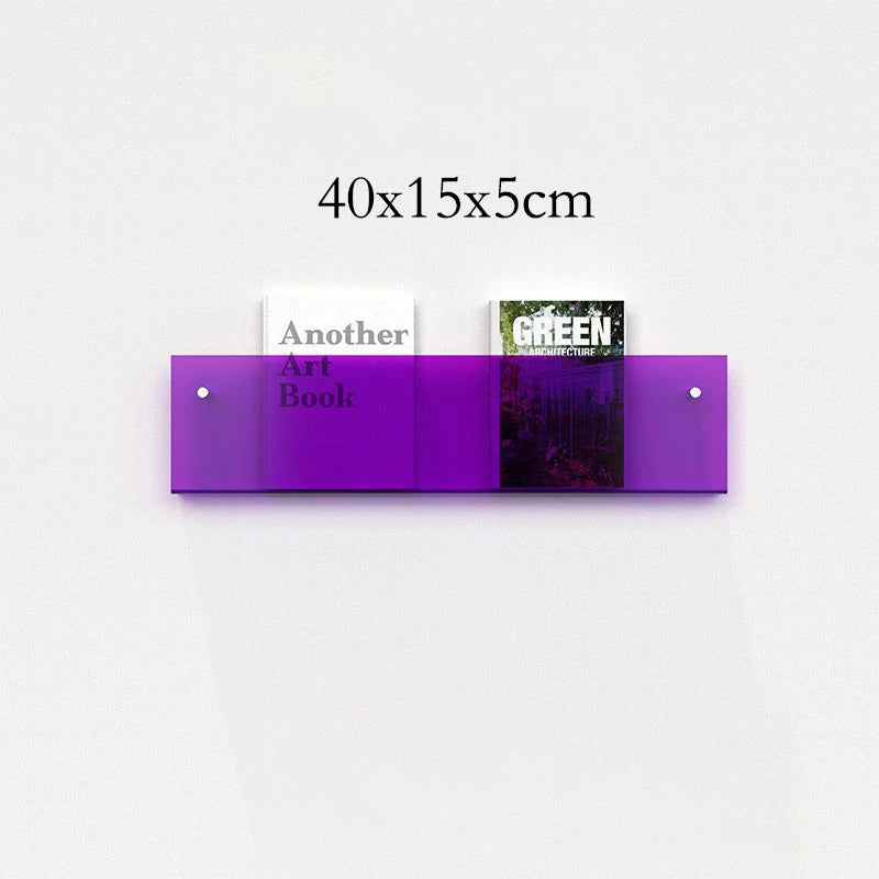 Modern Acrylic Floating Shelf Bookcase – Stylish Home Decor, Available in 30cm, 40cm, 50cm Lengths, 10 Color Options 32