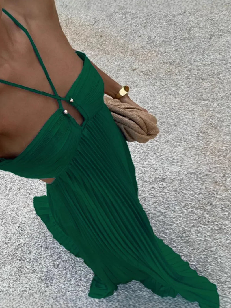 Freya Women's Pleated Maxi Dress - flat lay