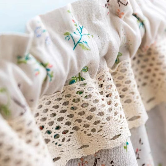 Nordic Bloom Kitchen Cabinet Curtain | UV-Resistant, Rod Pocket