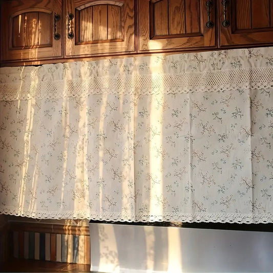 Nordic Bloom Kitchen Cabinet Curtain | UV-Resistant, Rod Pocket