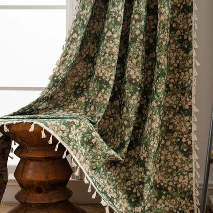 Noveau Ditsy Floral Tassel Curtain | Vintage French, Light-Softening