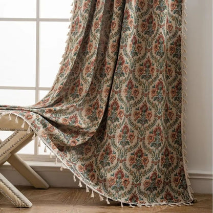 Noveau Ditsy Floral Tassel Curtain | Vintage French, Light-Softening
