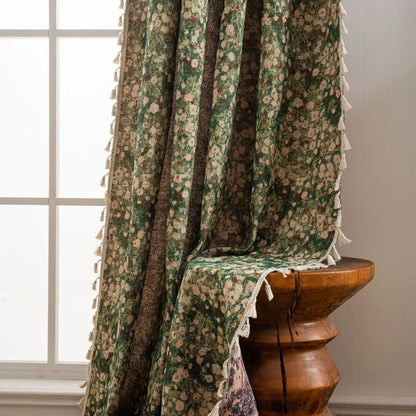 Noveau Ditsy Floral Tassel Curtain | Vintage French, Light-Softening