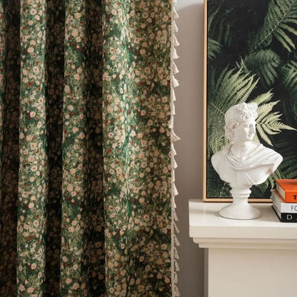 Noveau Ditsy Floral Tassel Curtain | Vintage French, Light-Softening