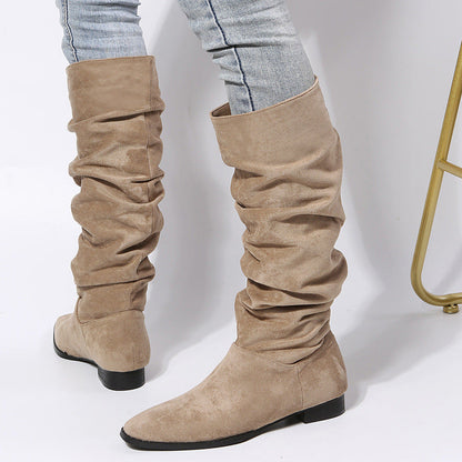 Amber Women's Knee High Boots | Slouchy Design with Block Heel, Relaxed Chic