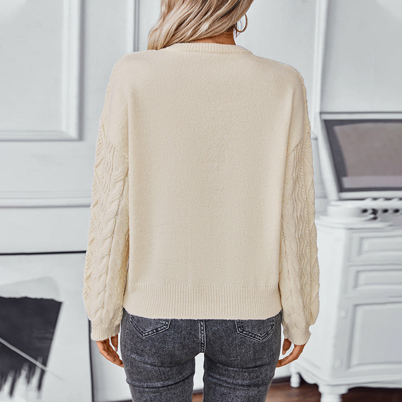 Mira Women's Cable Knit Sweater - close-up detail