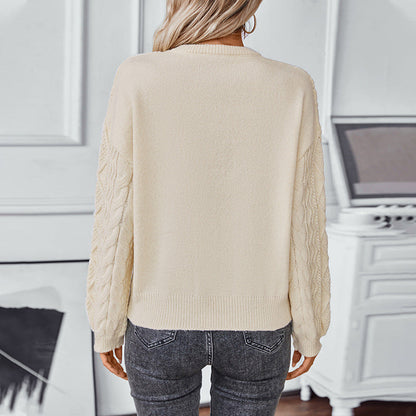 Mira Women's Cable Knit Sweater - close-up detail