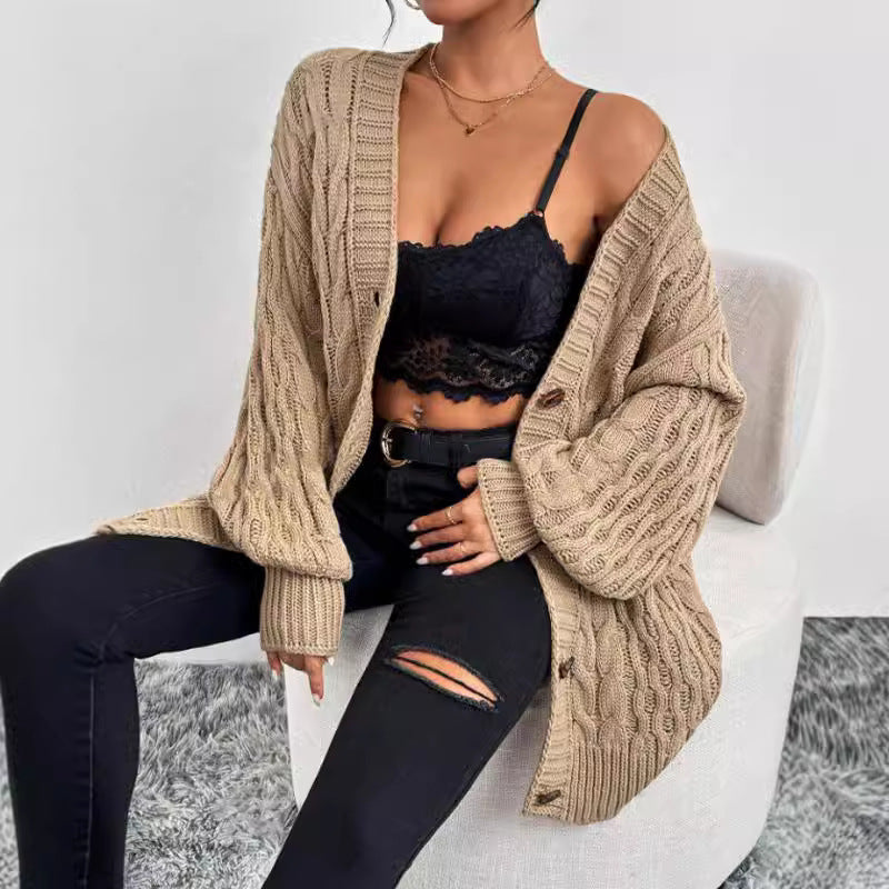 Violette Women's Oversized Cardigan - fabric and finish detail