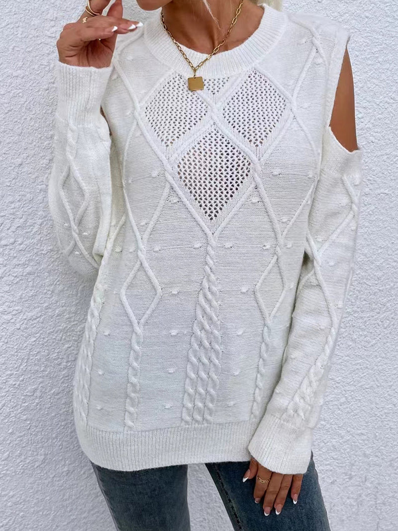 Vienna Women's Cable Knit Sweater - fabric and finish detail