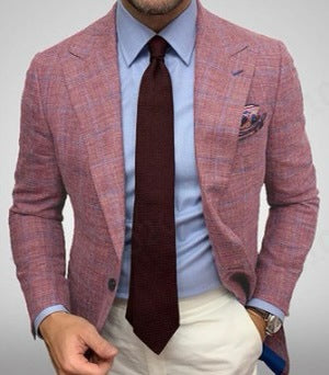 Desmond Men's Plaid Blazer - fabric and finish detail