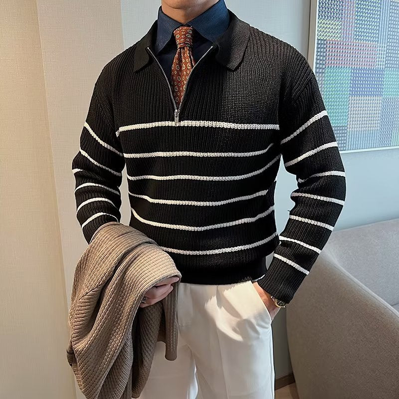 Ambrose Men's Striped Sweater - full-length view