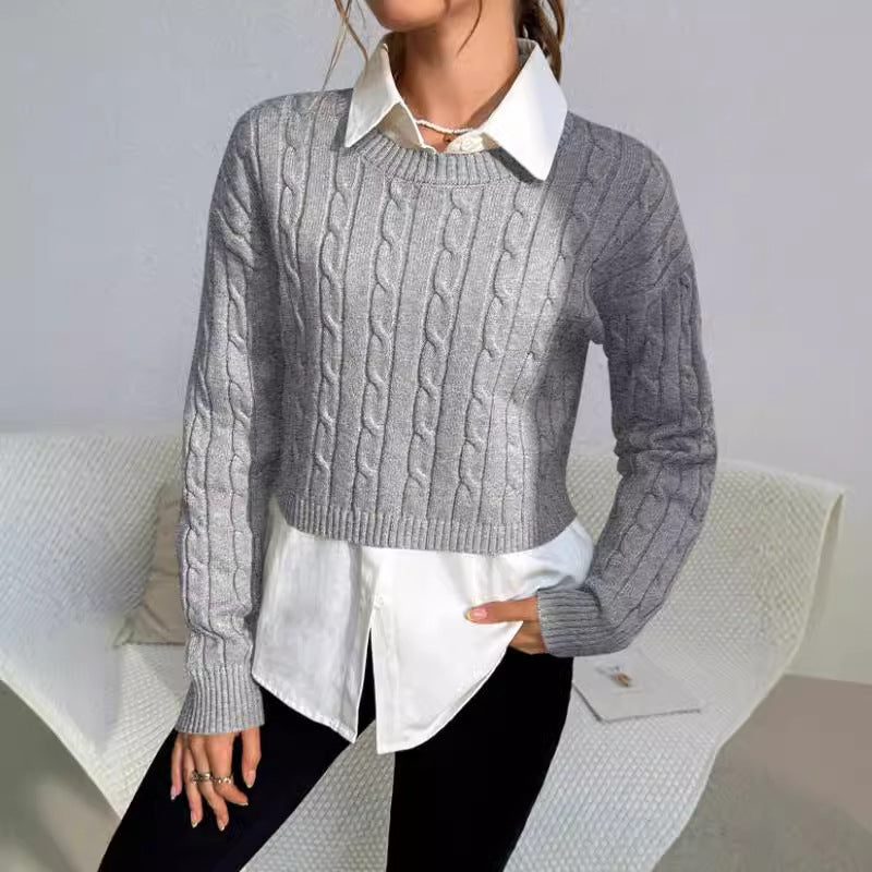Tallulah Women's Cable Knit Sweater - fabric and finish detail