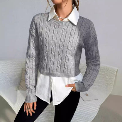 Tallulah Women's Cable Knit Sweater - fabric and finish detail
