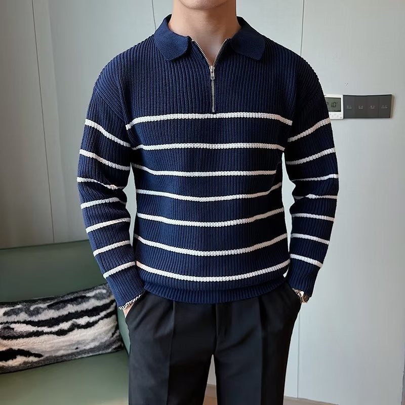 Ambrose Men's Striped Sweater - close-up detail