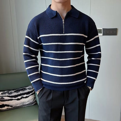 Ambrose Men's Striped Sweater - close-up detail