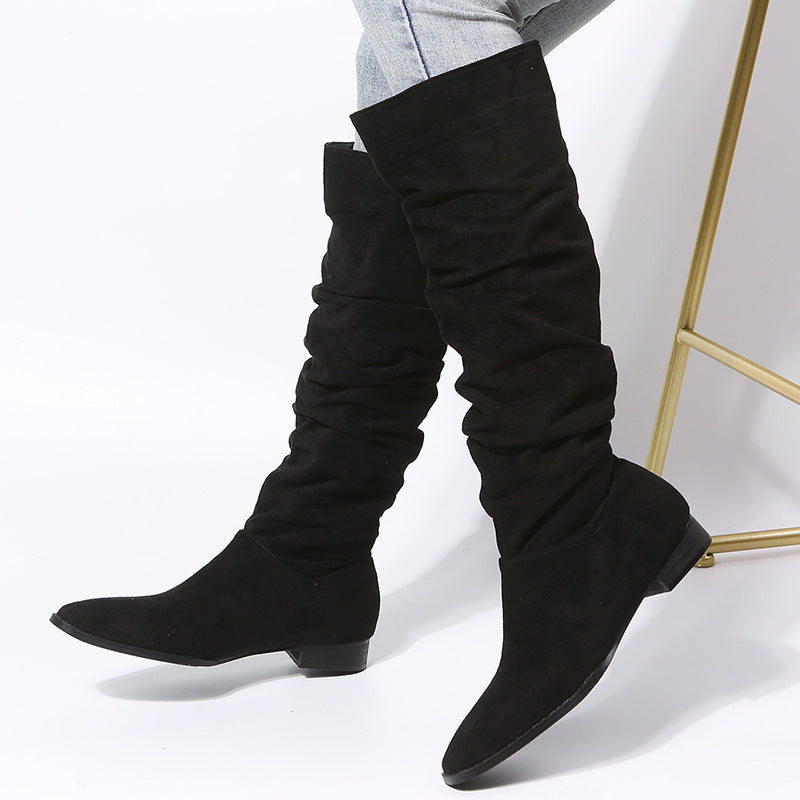Amber Women's Knee High Boots | Slouchy Design with Block Heel, Relaxed Chic