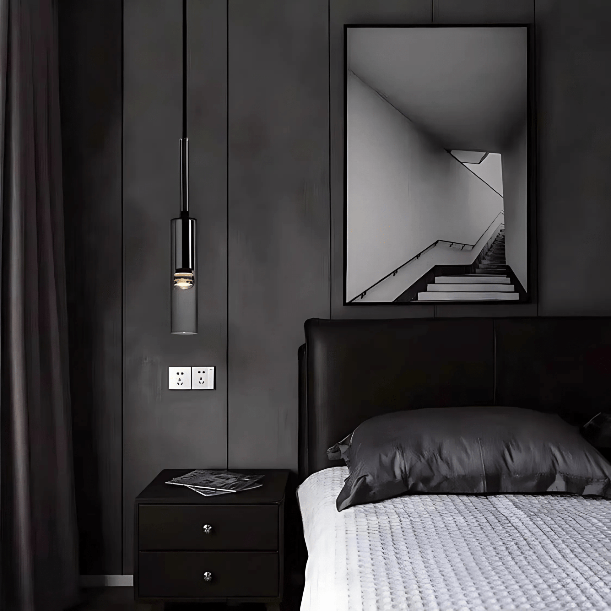 ObsidianGlow | Sleek Black Glass Kitchen Pendant Lighting Fixture 2