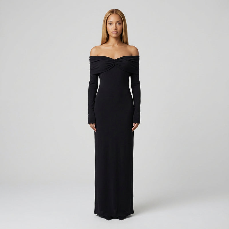 Ansel Women's Midi Dress | Off-Shoulder Bodycon Style