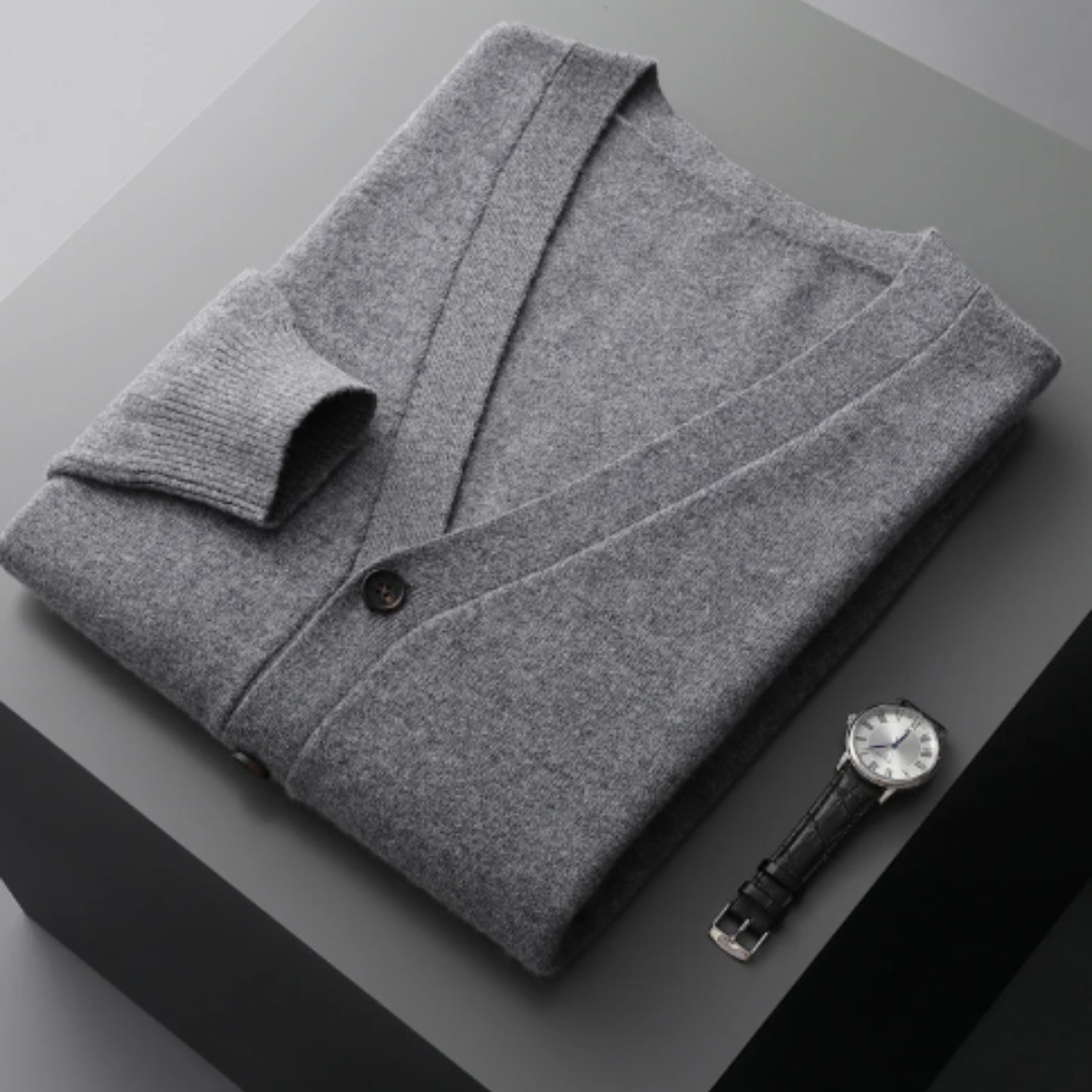 Cormac Men's Cardigan - fabric and finish detail