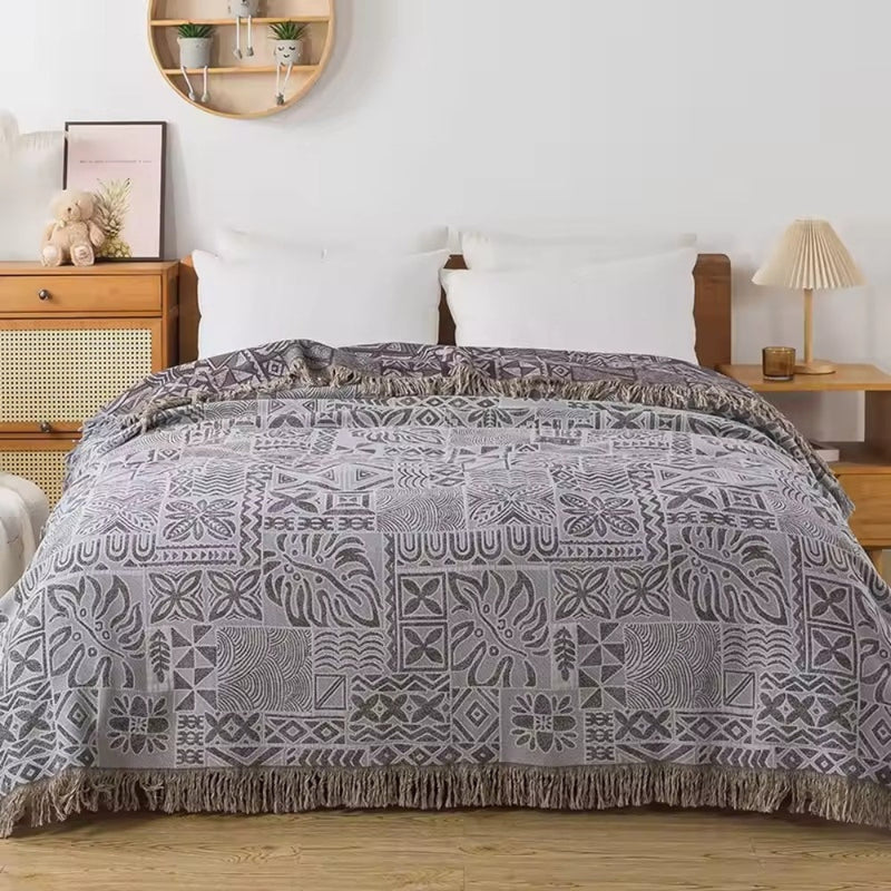 Ash Ornate Blossom Cotton Blanket | Cotton, Year-Round