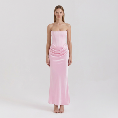 Vestido de Cóctel para Mujer Perry | Mezcla de Seda y Satén, Elegante Off Shoulder