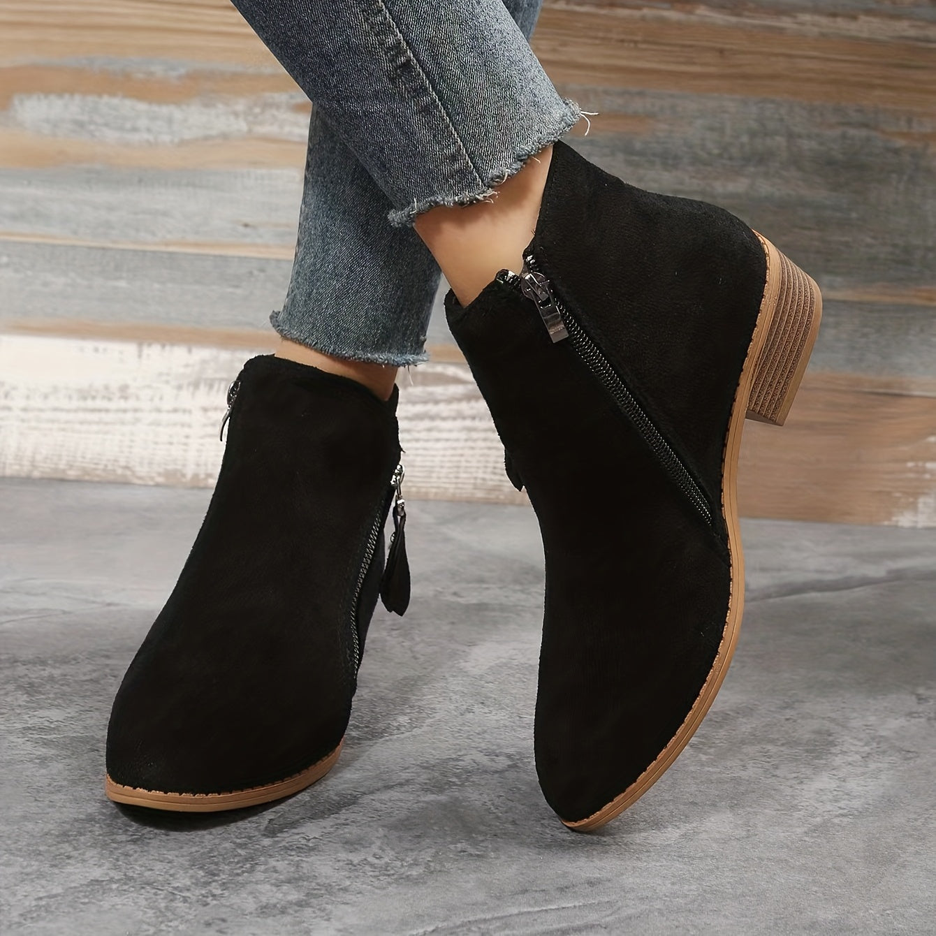 Edith Women's Suede Ankle Boots - fabric and finish detail