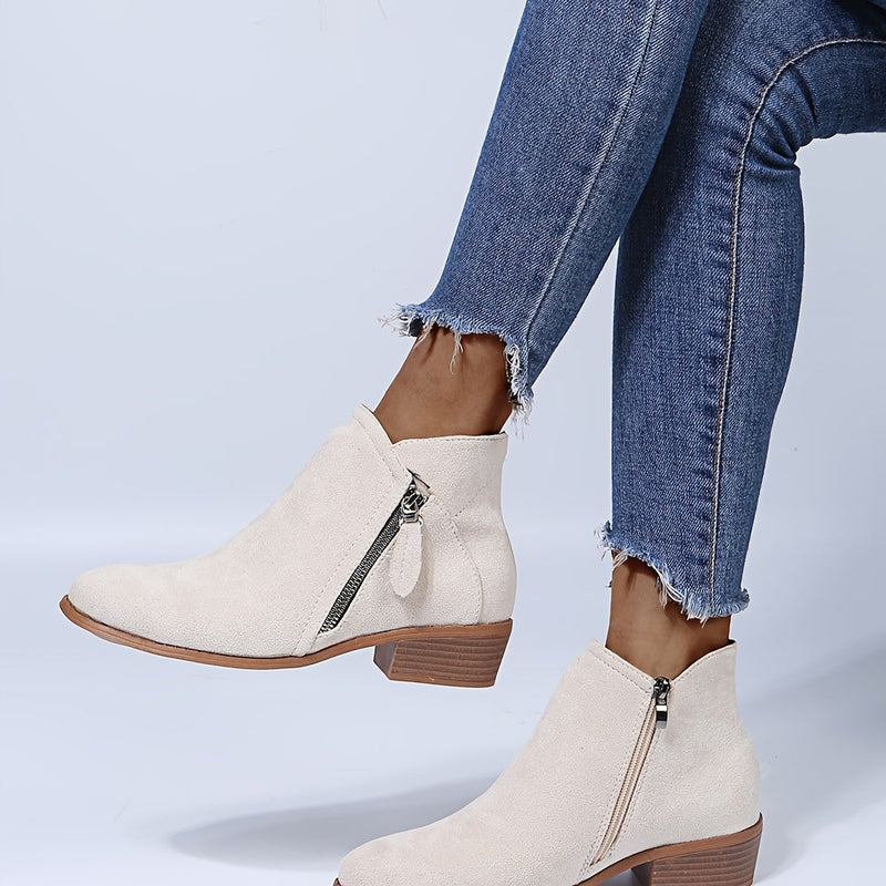 Edith Women's Suede Ankle Boots | Pointed Toe, Zipper