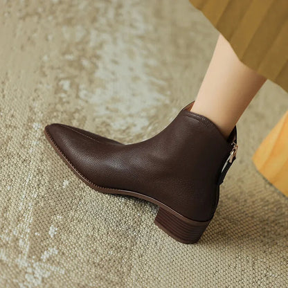 Dahlia Women's Block Heel Ankle Boots - fabric and finish detail