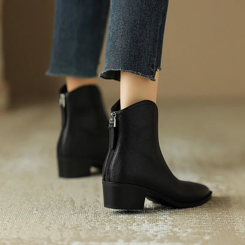 Dahlia Women's Block Heel Ankle Boots - back view