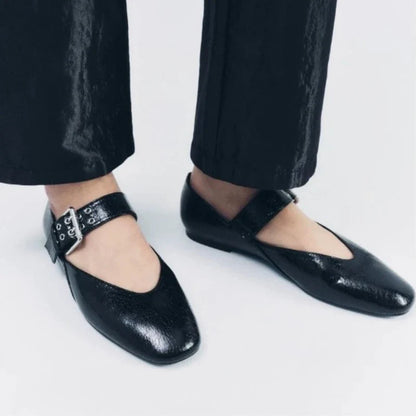 June Women's Leopard Flats - styled view